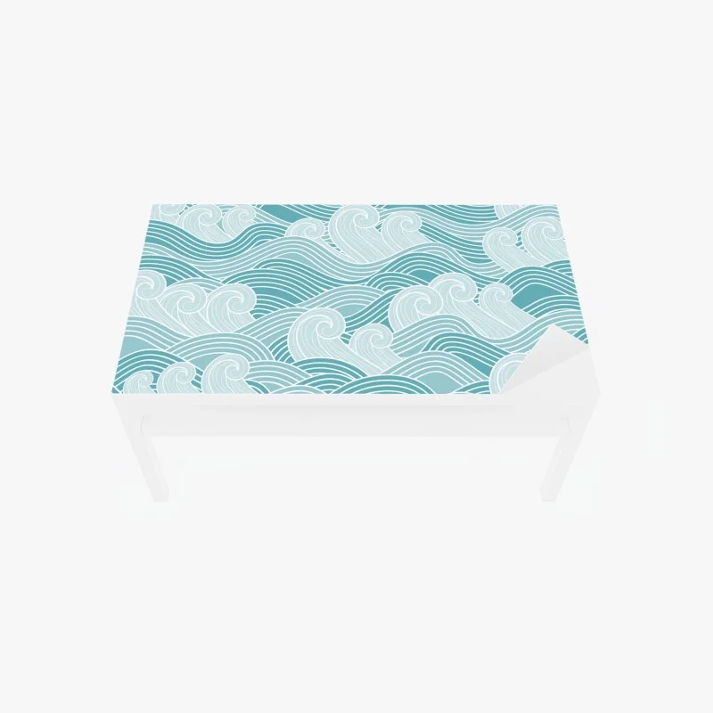 Chapa adhesiva para mesa y escritorio mural de olas estilizadas en tonos turquesa