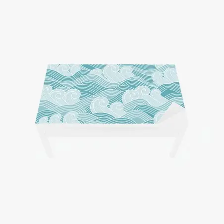 Chapa adhesiva para mesa y escritorio mural de olas estilizadas en tonos turquesa – Pixers®