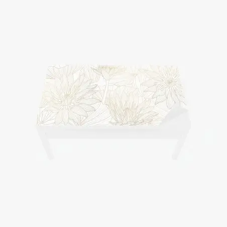 Chapa adhesiva para mesa y escritorio patrón floral de lotos en líneas doradas – Pixers®