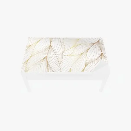 Chapa adhesiva para mesa y escritorio diseño de hojas doradas sobre fondo blanco – Pixers®