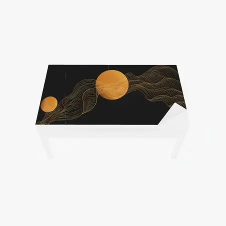 Chapa adhesiva para mesa y escritorio arte abstracto dorado sobre fondo oscuro – Pixers®