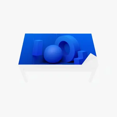 Chapa adhesiva para mesa y escritorio composición geométrica azul minimalista – Pixers®