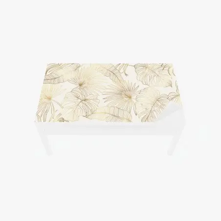 Chapa adhesiva para mesa y escritorio diseño botánico dorado sobre fondo crema – Pixers®