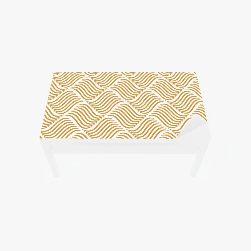 Chapa adhesiva para mesa y escritorio patrón de ondas doradas geométrico