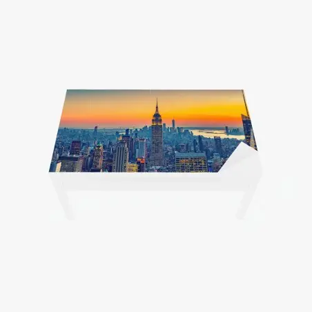 Chapa adhesiva para mesa y escritorio puesta de sol sobre el skyline de Nueva York – Pixers®