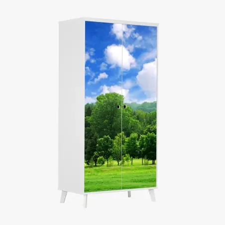 Pegatina para armario paisaje de bosque verde en verano – Pixers®