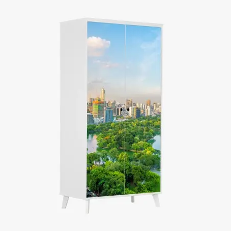 Pegatina para armario panorama urbano con Lumpini en Bangkok – Pixers®