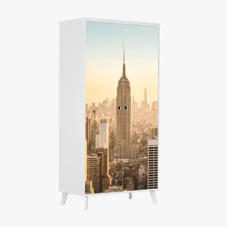 Pegatina para armario amanecer sobre el skyline de Nueva York – Pixers®
