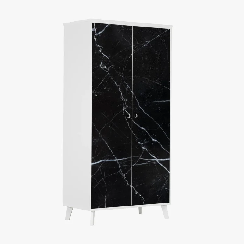 Pegatina para armario textura de mármol marquina negro con vetas blancas