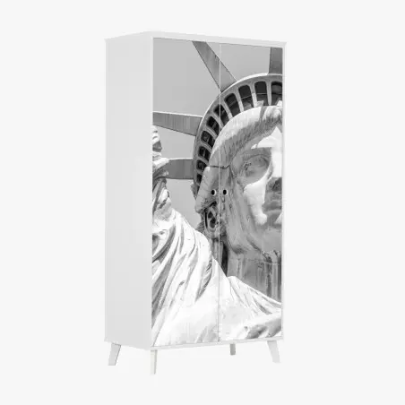 Pegatina para armario detalle en blanco y negro de la Estatua de la Libertad – Pixers®