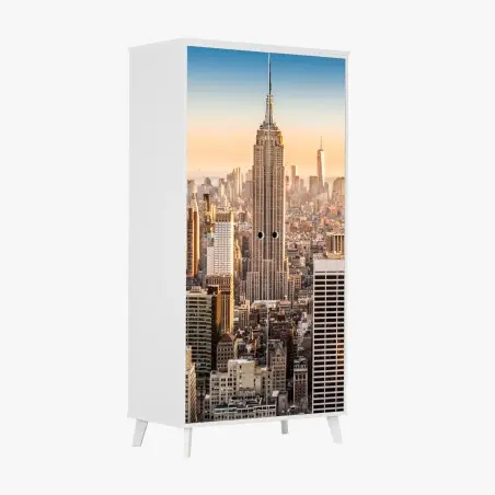 Pegatina para armario panorama urbano de Nueva York al atardecer – Pixers®