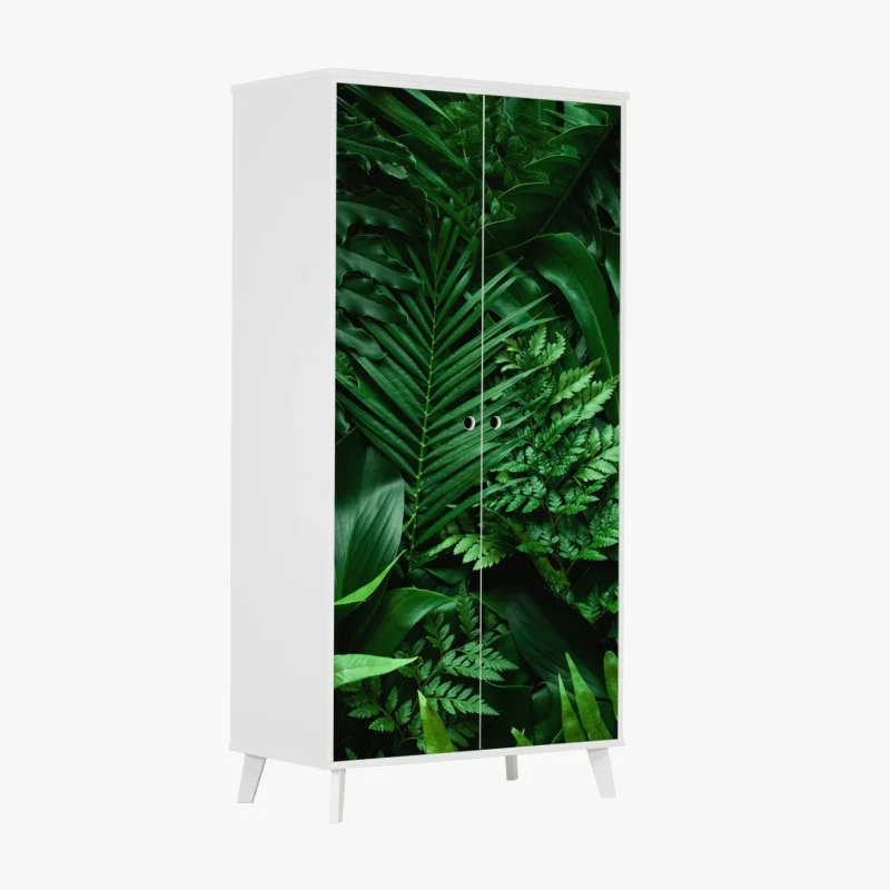 Pegatina para armario hojas tropicales en verde profundo