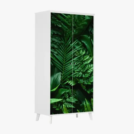 Pegatina para armario hojas tropicales en verde profundo – Pixers®
