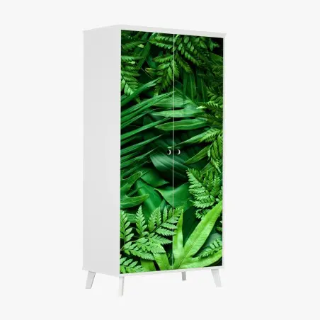 Pegatina para armario follaje tropical exuberante en tonos verdes – Pixers®
