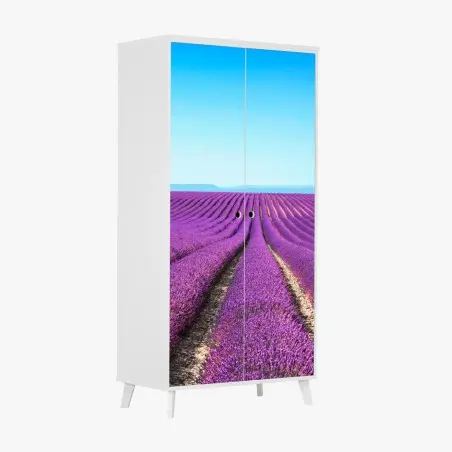 Pegatina para armario panorama de campos de lavanda en flor – Pixers®