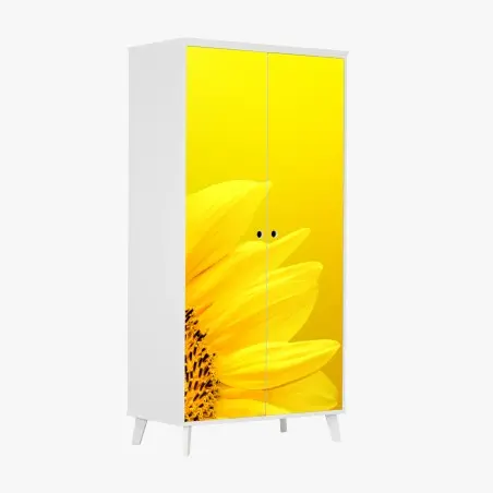 Pegatina para armario girasol vibrante sobre fondo amarillo – Pixers®