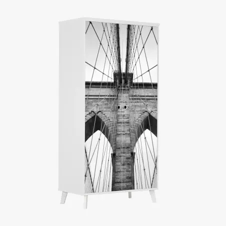 Pegatina para armario vista monumental del puente de Brooklyn – Pixers®