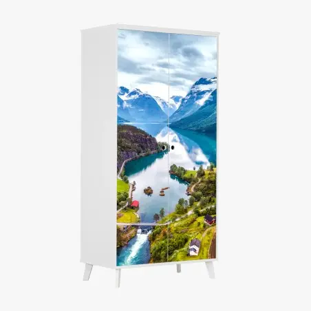 Pegatina para armario paisaje aéreo del fiordo de Noruega – Pixers®