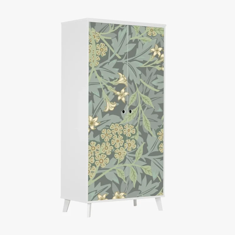 Pegatina para armario estampado botánico vintage en tonos verdes y grises