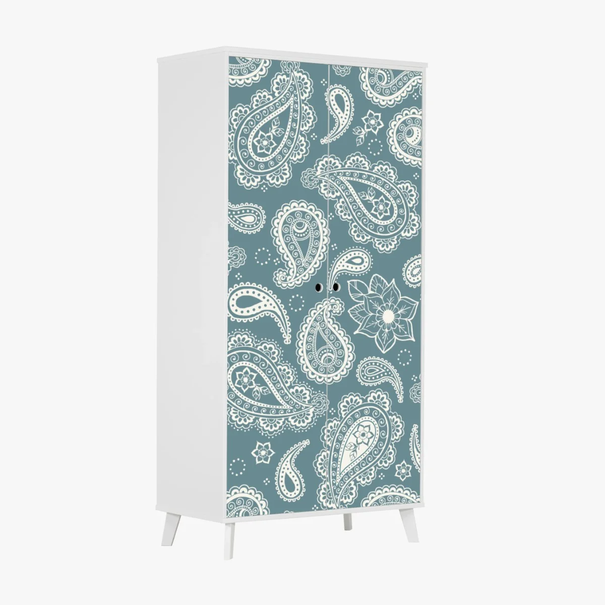 Pegatina para armario patrón paisley bohemio en turquesa y blanco – Pixers® Pegatina para armario patrón paisley bohemio en turquesa y blanco – Pixers®
