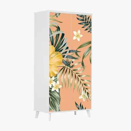 Pegatina para armario estampado tropical de hibiscos amarillos – Pixers®