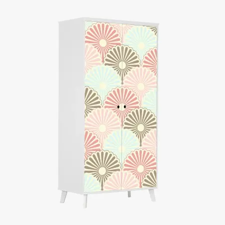 Pegatina para armario diseño floral retro en tonos pastel – Pixers®