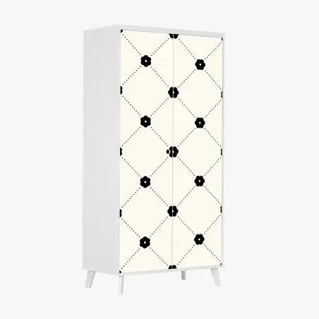 Pegatina para armario patrón geométrico de flores en blanco y negro – Pixers®