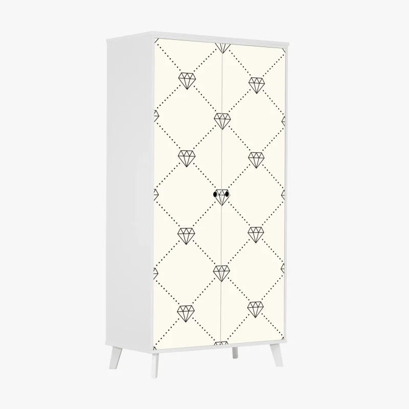 Pegatina para armario patrón geométrico de diamantes minimalistas sobre fondo beige