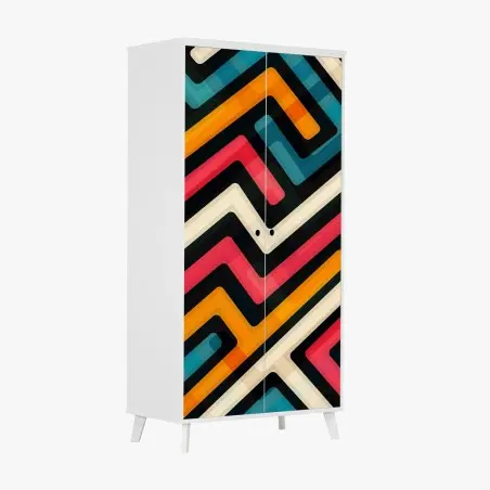 Pegatina para armario diseño geométrico retro en colores vibrantes – Pixers®