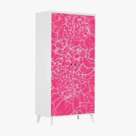 Pegatina para armario estampado floral rosa vibrante – Pixers®