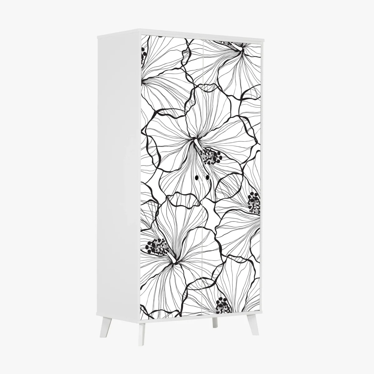 Pegatina para armario patrón botánico de hibiscos en blanco y negro – Pixers® Pegatina para armario patrón botánico de hibiscos en blanco y negro – Pixers®