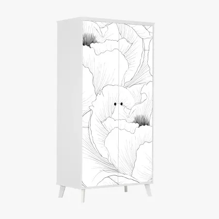 Pegatina para armario diseño botánico en contorno blanco y negro – Pixers®