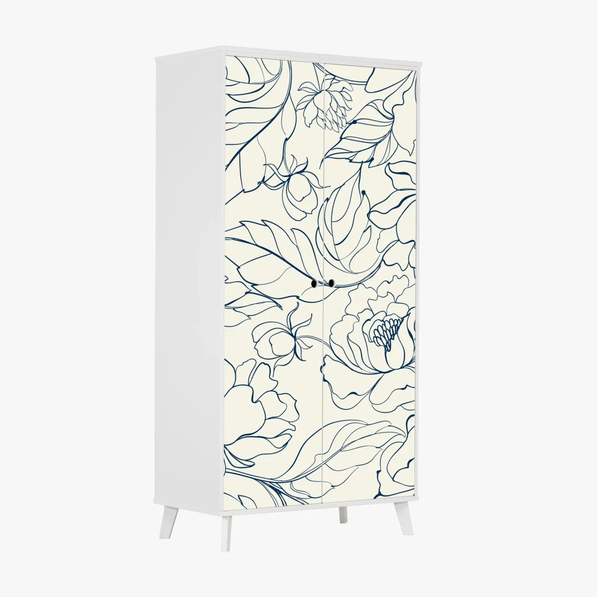 Pegatina para armario motivo floral en líneas azul marino sobre fondo crema – Pixers® Pegatina para armario motivo floral en líneas azul marino sobre fondo crema – Pixers®