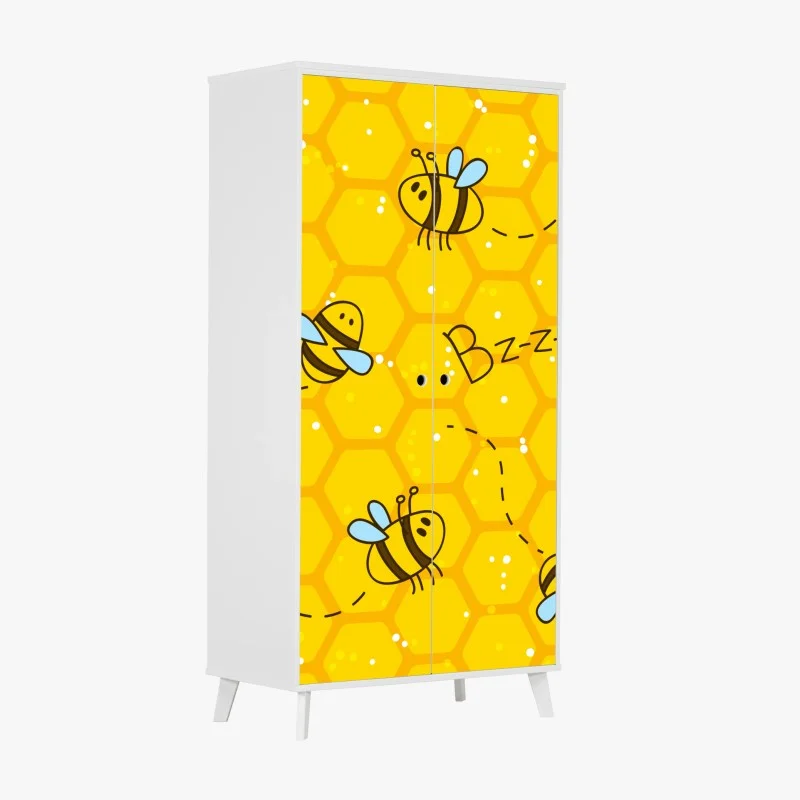Pegatina para armario patrón alegre de abejas y panal