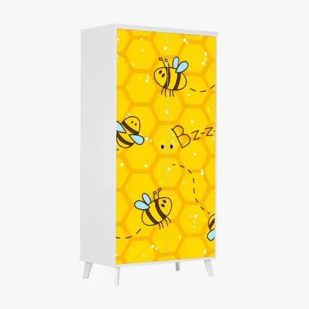 Pegatina para armario patrón alegre de abejas y panal – Pixers®