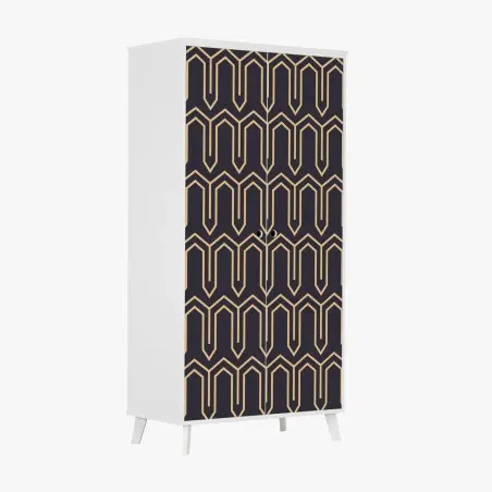 Pegatina para armario patrón geométrico art déco en negro y dorado – Pixers®