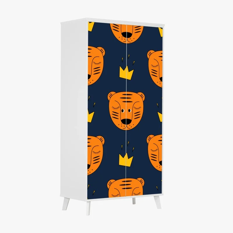 Pegatina para armario patrón de tigres coronados para decoración infantil