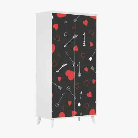 Pegatina para armario patrón romántico de corazones y flechas – Pixers®