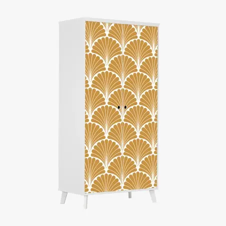 Pegatina para armario patrón art déco de conchas doradas – Pixers®