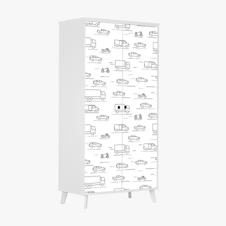 Pegatina para armario patrón minimalista de vehículos en movimiento – Pixers®