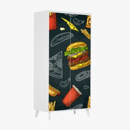 Pegatina para armario festín de comida rápida estilo retro – Pixers®