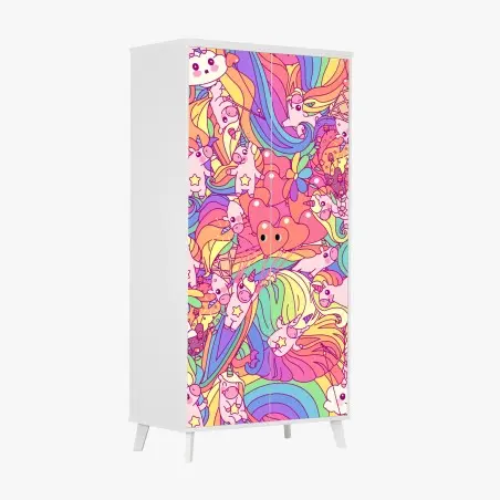 Pegatina para armario mundo de unicornios y arcoíris encantados – Pixers®