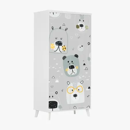 Pegatina para armario patrón de ositos minimalistas en tonos grises – Pixers®