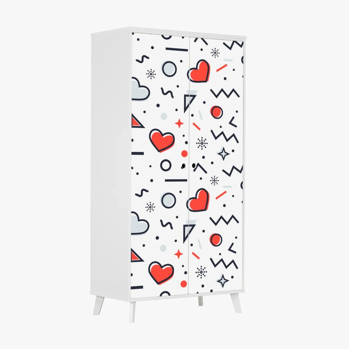 Pegatina para armario patrón de corazones y formas geométricas estilo memphis – Pixers® Pegatina para armario patrón de corazones y formas geométricas estilo memphis – Pixers®
