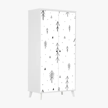 Pegatina para armario patrón de pinos minimalista en blanco y negro – Pixers®