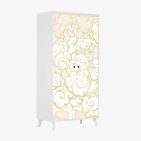Pegatina para armario patrón de nubes doradas estilo ornamental – Pixers®