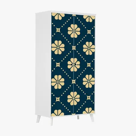 Pegatina para armario patrón floral geométrico en azul marino y crema – Pixers®