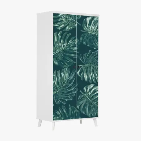 Pegatina para armario patrón de hojas de monstera en tonos verdes – Pixers®