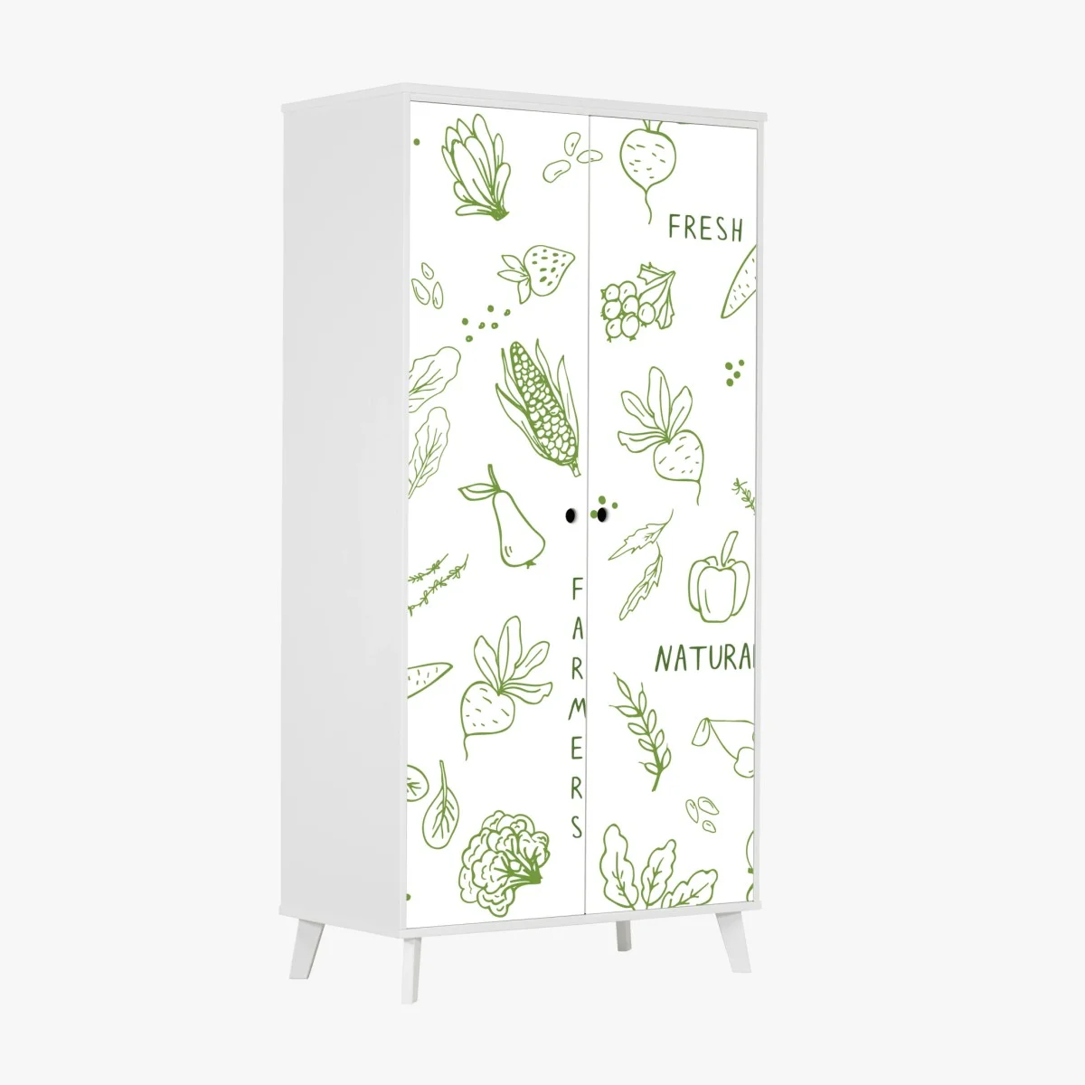 Pegatina para armario diseño orgánico de frutas y verduras en trazos verdes – Pixers® Pegatina para armario diseño orgánico de frutas y verduras en trazos verdes – Pixers®