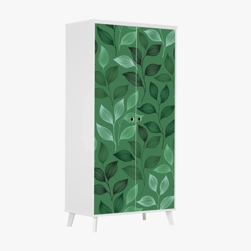 Pegatina para armario diseño botánico de hojas verdes